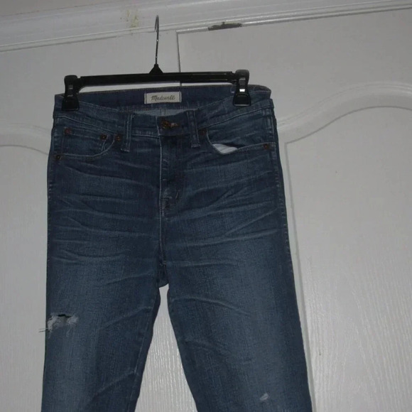 MADEWELL 9” High Riser Skinny Skinny Medium Wash Distressed Jeans Size 26T - Picture 2 of 7